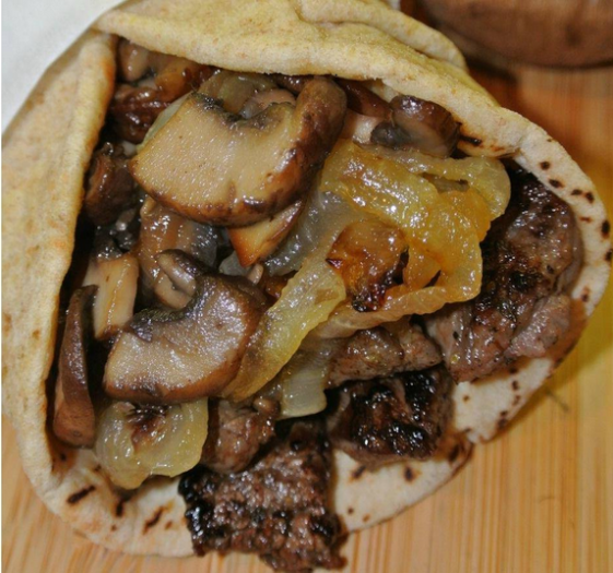 Greek Steak Pitas with Caramelized Onions and Mushrooms Phitip Recipes