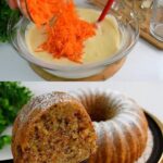 "Moist carrot walnut cake topped with cream cheese frosting, a quick and easy dessert perfect for everyday indulgence."