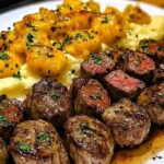 Ribeye Steak Bites and Cheesy Smashed Potatoes: A Delicious Comforting Meal