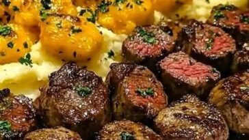 Ribeye Steak Bites and Cheesy Smashed Potatoes: A Delicious Comforting Meal