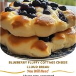 "Blueberry Fluffy Cottage Cheese Cloud Bread, light and airy with fresh blueberries."