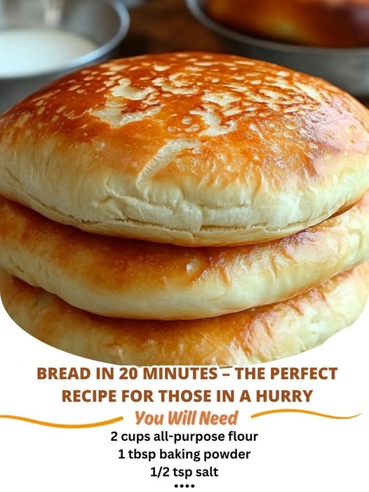"Freshly baked homemade bread, golden and soft, ready in 20 minutes, served with butter."