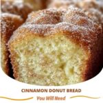 "Cinnamon Donut Bread – a soft, sweet bread filled with a cinnamon swirl and topped with a sugary cinnamon coating, making for the perfect morning treat."