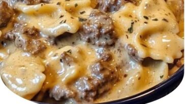 “Creamy Beef and Bowtie Pasta, beef pasta dish, creamy sauce, bowtie pasta, rich and creamy, hearty meal, savory beef, easy dinner recipe, comforting pasta dish, Italian-inspired, flavorful beef pasta, creamy pasta, delicious comfort food”