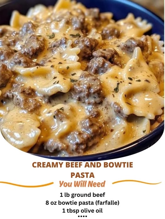 “Creamy Beef and Bowtie Pasta, beef pasta dish, creamy sauce, bowtie pasta, rich and creamy, hearty meal, savory beef, easy dinner recipe, comforting pasta dish, Italian-inspired, flavorful beef pasta, creamy pasta, delicious comfort food”