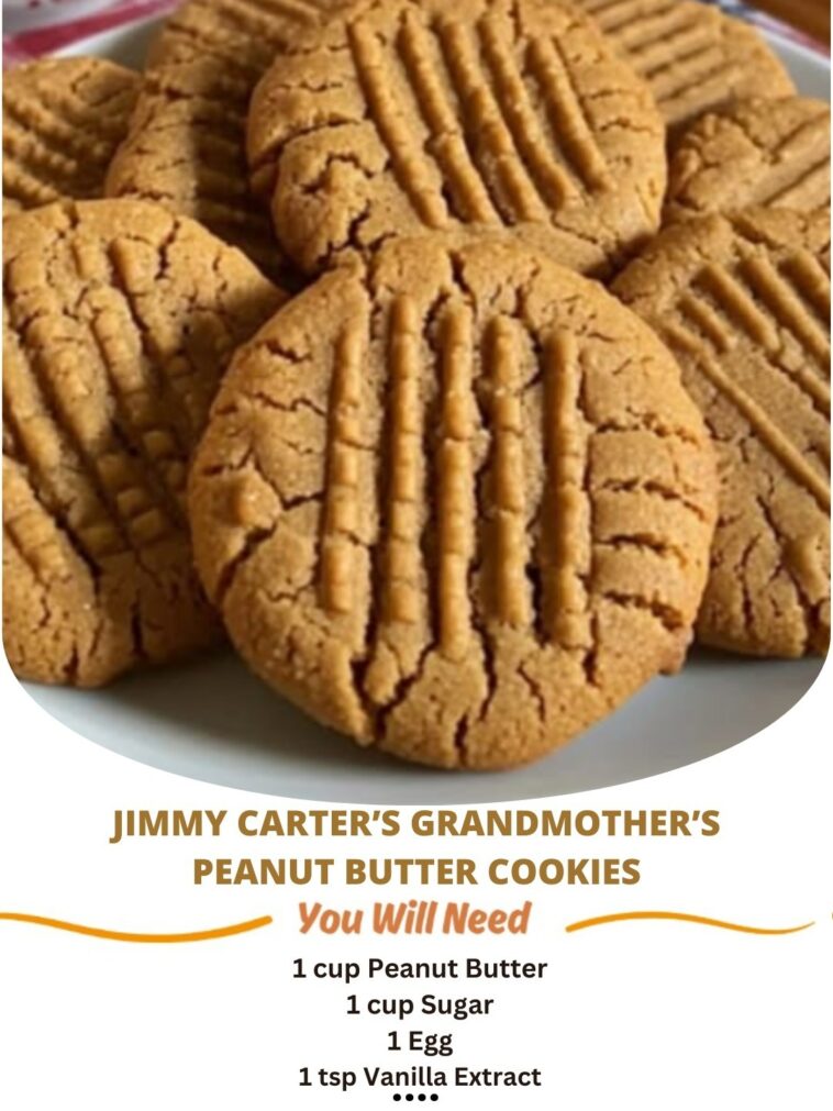 "Jimmy Carter's Grandmother’s Peanut Butter Cookies, soft and chewy with a classic crisscross pattern."