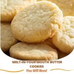 "Soft, golden melt-in-your-mouth butter cookies arranged on a plate, dusted with a light coating of sugar."