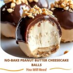 “No-Bake Peanut Butter Cheesecake Balls, peanut butter cheesecake, no-bake dessert, decadent treat, creamy cheesecake balls, sweet dessert, peanut butter dessert, easy dessert recipe, rich cheesecake, bite-sized treats, indulgent dessert, no-bake peanut butter balls, quick dessert, creamy treat, delicious peanut butter dessert”