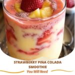 “Strawberry Piña Colada Smoothie, tropical smoothie, strawberry smoothie, piña colada flavors, creamy smoothie, refreshing drink, summer smoothie, coconut milk, pineapple, fresh strawberries, healthy smoothie, tropical flavors, delicious smoothie recipe, fruity drink, healthy tropical treat”