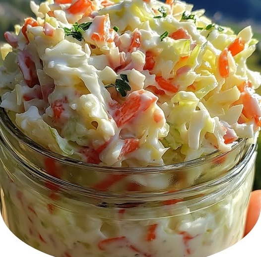 Homemade Copycat KFC Coleslaw with finely chopped cabbage, carrots, and a creamy dressing.
