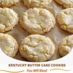 plate of soft, golden Kentucky Butter Cake Cookies, drizzled with a sweet buttery glaze, showcasing their rich texture and slight crisp on the edges.