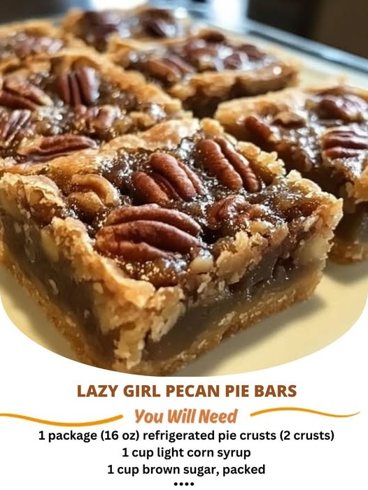 Easy Lazy Girl Pecan Pie Bars with a buttery crust, caramelized pecan topping, and a rich, gooey filling.