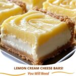 Lemon Cream Cheese Bars Recipe with a tangy lemon topping and smooth cream cheese layer, perfect for a refreshing dessert