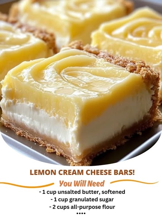 Lemon Cream Cheese Bars Recipe with a tangy lemon topping and smooth cream cheese layer, perfect for a refreshing dessert
