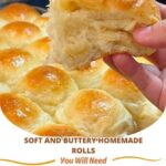A batch of soft and buttery homemade rolls, golden brown on the outside with a light, fluffy interior, served warm on a rustic wooden table.