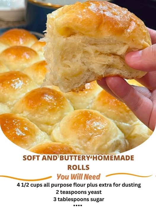 A batch of soft and buttery homemade rolls, golden brown on the outside with a light, fluffy interior, served warm on a rustic wooden table.