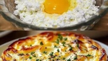 Golden, baked cottage cheese eggs with a creamy texture, served as a comforting and healthy breakfast. Perfect for a nourishing start to the day.