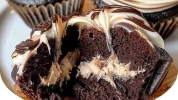 Decadent chocolate coffee cream cupcakes with a rich, mocha flavor and a creamy coffee frosting. Perfect for dessert lovers.