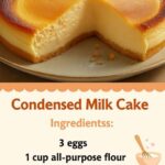 Condensed Milk Cake with a soft, fluffy texture, topped with a light glaze and garnished with a few decorative swirls
