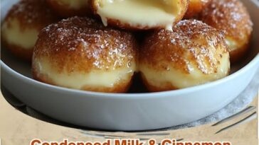 Golden, fluffy doughnut puffs filled with condensed milk, dusted with cinnamon sugar, and perfectly crispy on the outside.