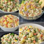 bowl of creamy tuna pasta salad with tender pasta, chunks of tuna, fresh vegetables, and a rich creamy dressing.