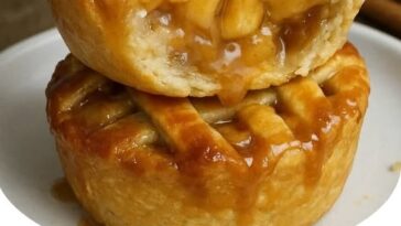 Golden-brown mini apple pie bites wrapped in crescent dough, sprinkled with cinnamon sugar, and arranged on a plate.