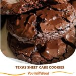 A plate of soft, chewy cookies topped with a rich chocolate frosting and chopped pecans.