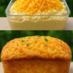 A loaf of golden-brown cheddar cheese quick bread with a crusty exterior, sliced to reveal the cheesy interior.
