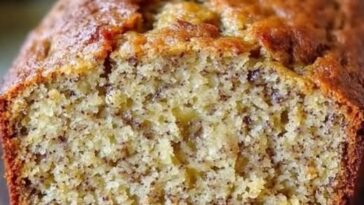 A moist slice of banana cake topped with creamy frosting and garnished with banana slices and a sprinkle of chopped nuts.